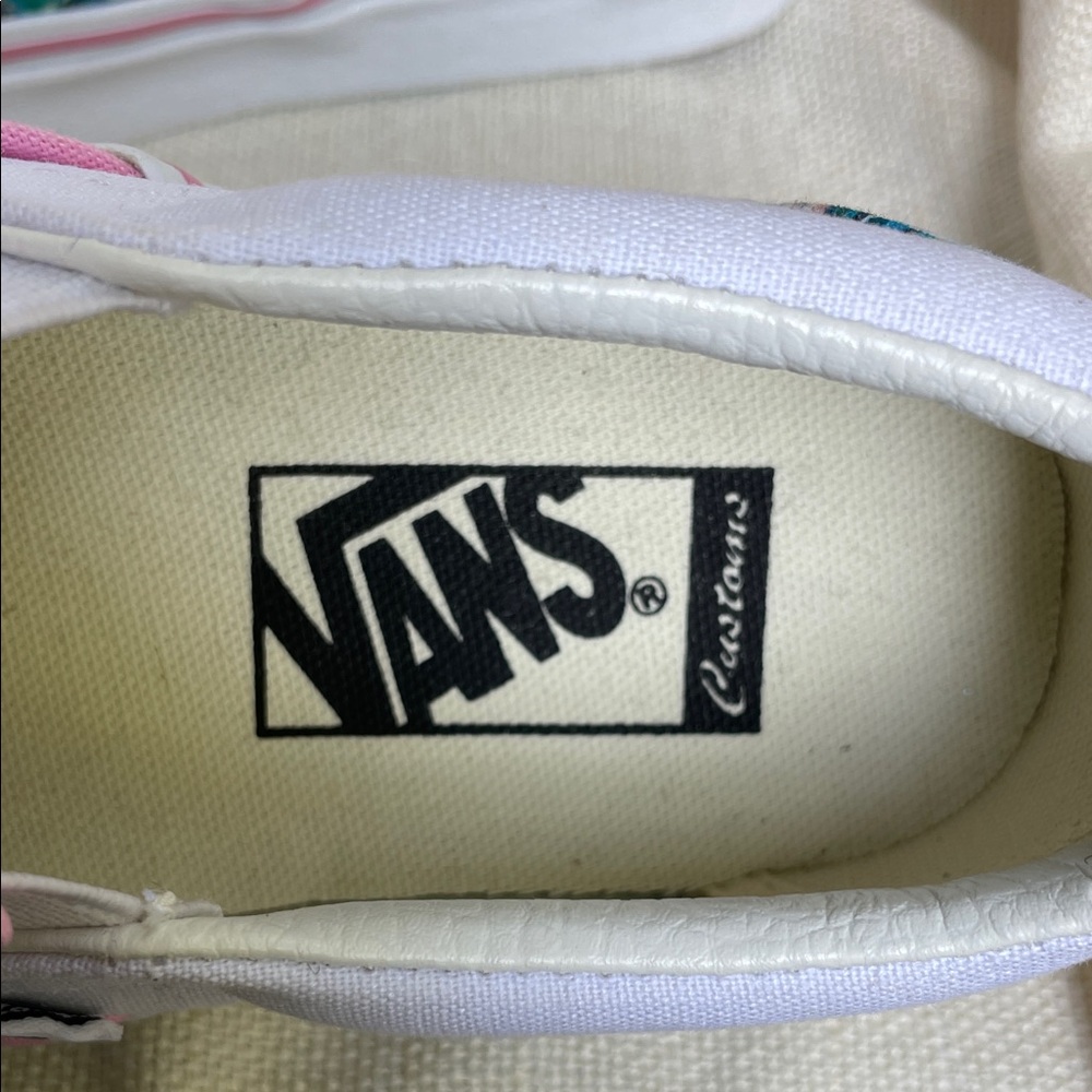 Vans Customs Slip-On Pink Trim and Multicolor Swirl US Women’s 5.0 Men 3.5 - Picture 2 of 8